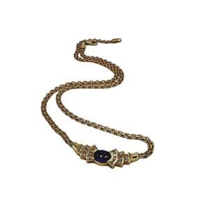 Vintage 14k Yellow Gold 1.2 ct. Purple Amethyst & Diamond Necklace